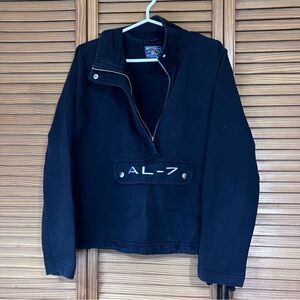 Vintage Grandpacore Preppy Half-Zip Midnight Black Pullover Sweater-Size L